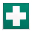 RS PRO Plastic Green, White First Aid Sign Label Symbol 200mm x 200mm 813-4634
