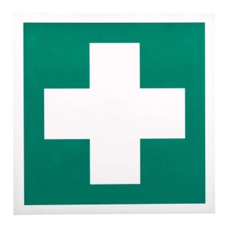 RS PRO Plastic Green, White First Aid Sign Label Symbol 200mm x 200mm 813-4634