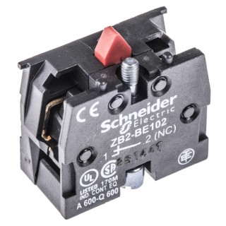 Schneider Electric ZB2 Series Contact Block, 600V, 10A Current, Screw Terminal, 1 NC Configuration ZB2BE102