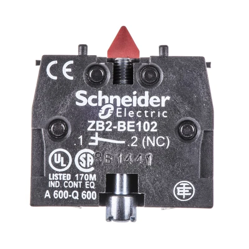 Schneider Electric ZB2 Series Contact Block, 600V, 10A Current, Screw Terminal, 1 NC Configuration ZB2BE102