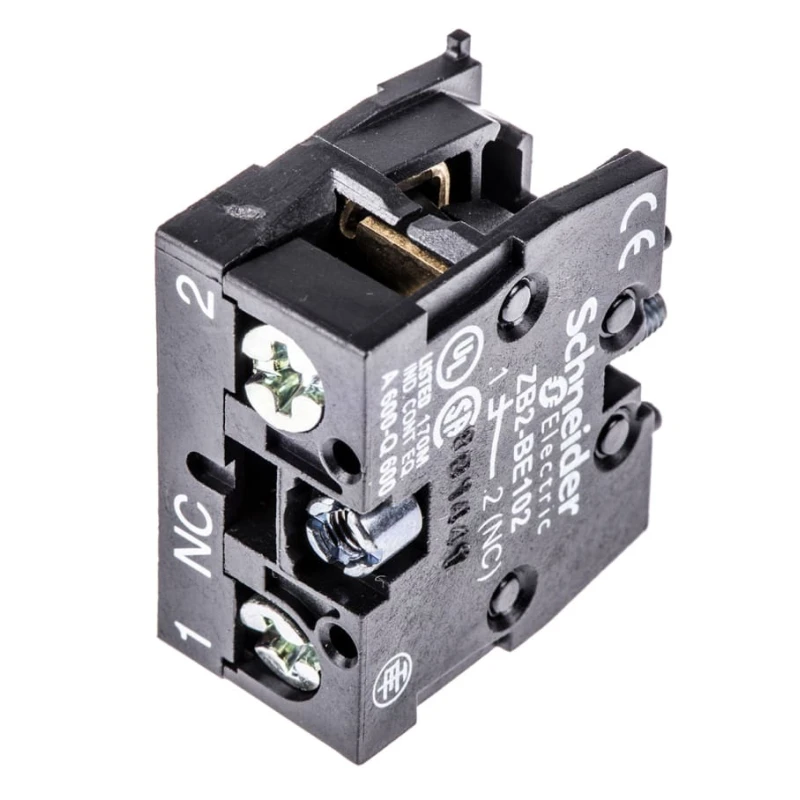 Schneider Electric ZB2 Series Contact Block, 600V, 10A Current, Screw Terminal, 1 NC Configuration ZB2BE102