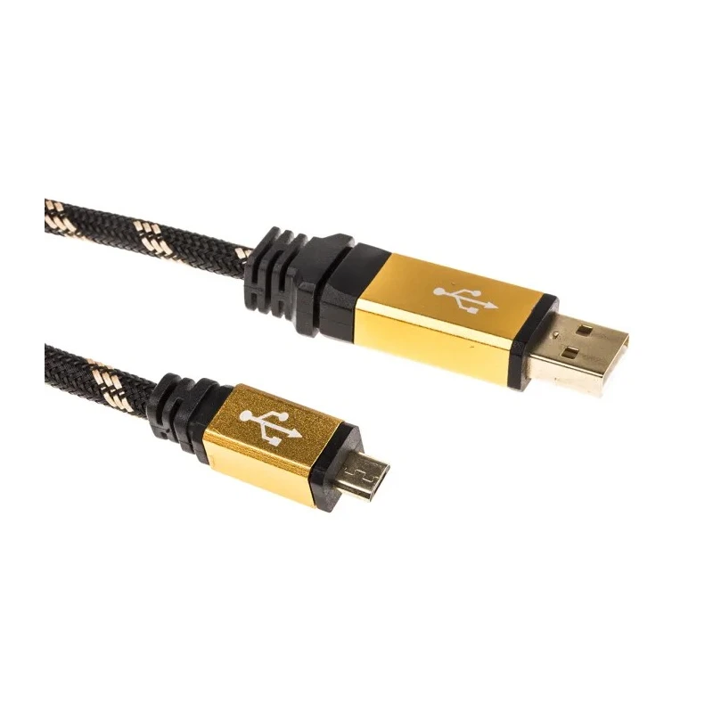 Roline USB Cable Male USB Type A to Male USB 2.0 Micro USB Type B Gold Black 1.8 m 11.02.8826-10