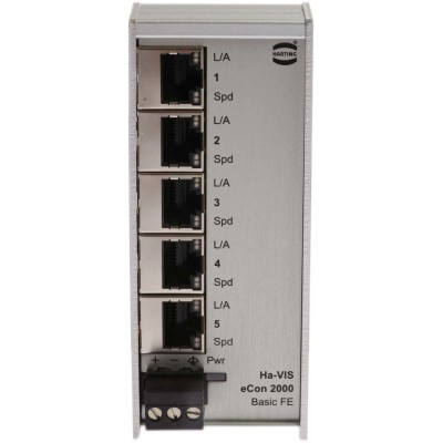 HARTING Unmanaged 5 Port Ethernet Switch 24-48VDC Power, DIN Rail Mounting 24020050000