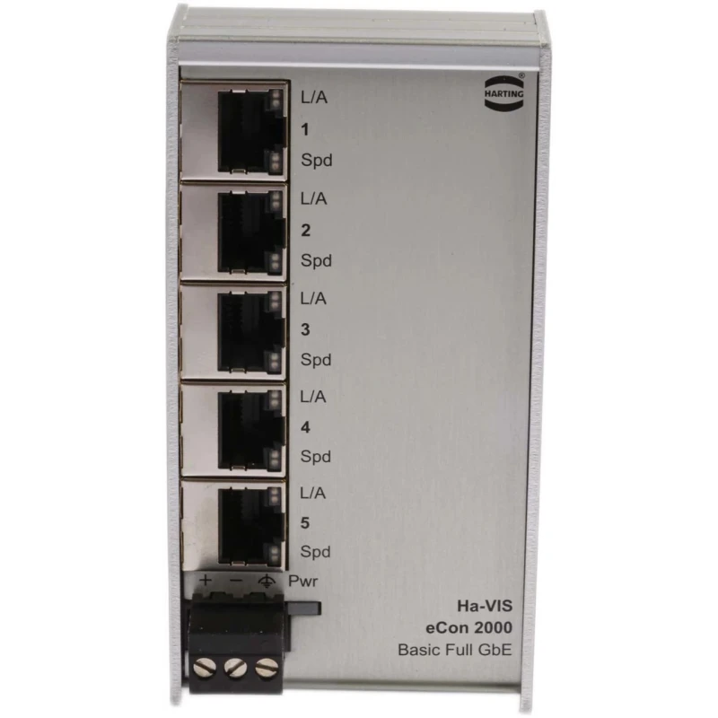 HARTING Unmanaged 5 Port Ethernet Switch 24-48VDC PoE 34.2W Full Gigabit 24024050000