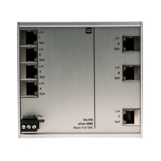 HARTING Unmanaged 7 Port Ethernet Switch 24-48VDC DIN Rail Mount 7 RJ45 Ports 10k Jumbo Frames 24024070010