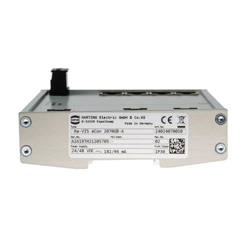 HARTING Unmanaged 7 Port Ethernet Switch 24-48VDC DIN Rail Mount 7 RJ45 Ports 10k Jumbo Frames 24024070010