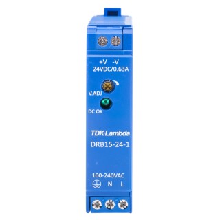 TDK-Lambda DRB Switched Mode DIN Rail Power Supply 264V AC Input, 28V DC 630mA Output, 15W DRB-15-24-1