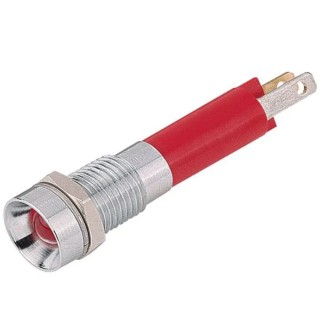 Signal Construct Red Panel Mount Indicator 24, 28V 20mA Solder Tab Termination Recessed Silver Bezel SMZD08024