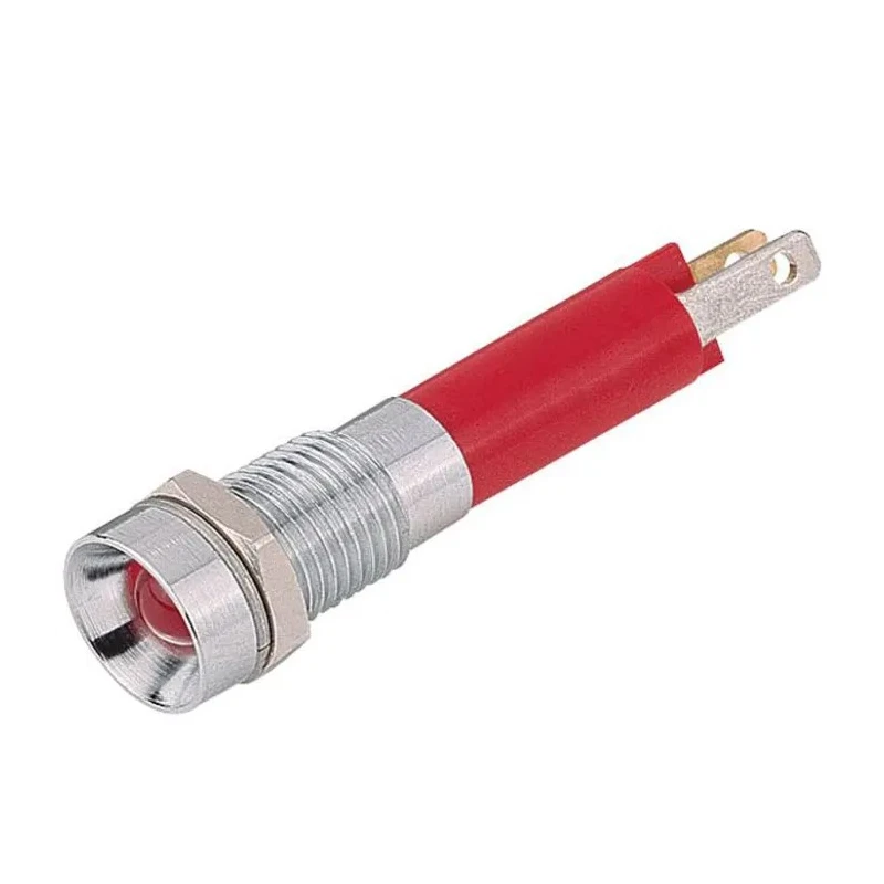 Signal Construct Red Panel Mount Indicator 24, 28V 20mA Solder Tab Termination Recessed Silver Bezel SMZD08024