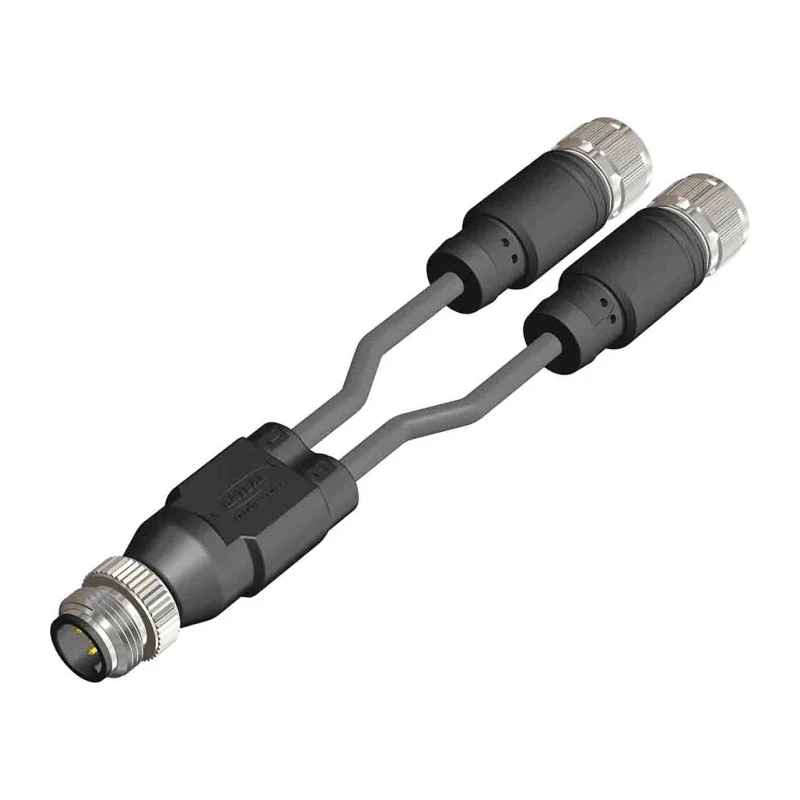 RS PRO Sensor Actuator Y-Splitter Cable Male 5 Way M12 to Female 3 Way M12, 1 m Length 201-7233