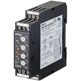 Omron Monitoring Relay, 1 Phase, SPDT Contact, DIN Rail Mount, 0.1A to 5A, 24 V DC, 240 V AC K8AK-AW2 24VAC/DC