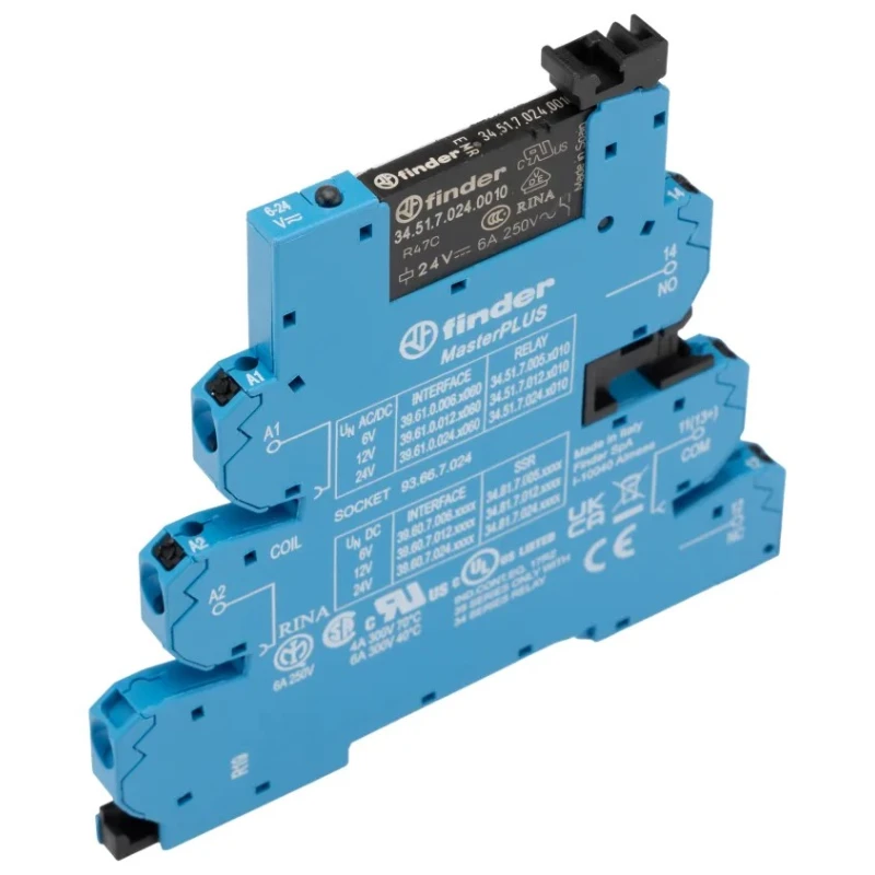 Finder 39 Series Interface Relay, DIN Rail Mount, 24V ac/dc Coil Voltage, SPDT Contact, 11mA Coil Current 39.61.0.024.0060