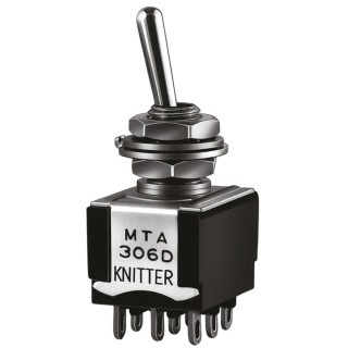 KNITTER-SWITCH Panel Mount Toggle Switch 3PDT On-Off-On 4A 30V DC 250V AC Chromium Plated Actuator MTA 306 H