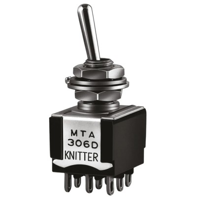 KNITTER-SWITCH Panel Mount Toggle Switch 3PDT On-Off-On 4A 30V DC 250V AC Chromium Plated Actuator MTA 306 H