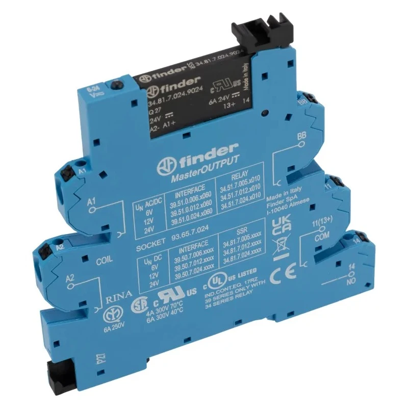 Finder Solid State Interface Relay 400V DIN Rail 6A Load Current 24V DC Load Voltage 39.50.7.024.9024