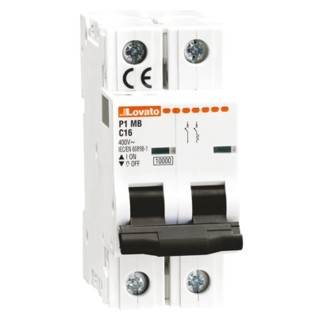 Lovato Electric Modulo P1MB Miniature Circuit Breaker, 1-Pole, 50A, Type C, 230V AC, 60V DC, 6 kA Breaking Capacity P1MB