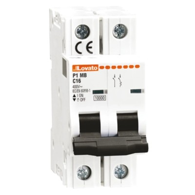 Lovato Electric Modulo P1MB Miniature Circuit Breaker, 1-Pole, 50A, Type C, 230V AC, 60V DC, 6 kA Breaking Capacity P1MB