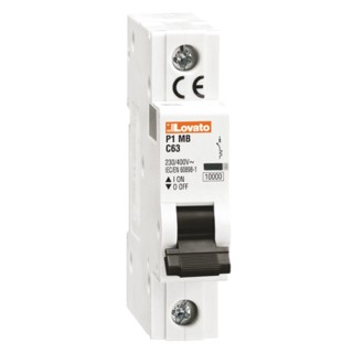 Lovato Electric Modulo P1MB Miniature Circuit Breaker 1-Pole 50A Type B 230V AC 60V DC 10kA Breaking Capacity P1MB