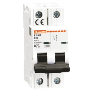 Lovato Electric Modulo P1MB Miniature Circuit Breaker 2-Pole 32A Type D 400V AC, 80V DC, 10kA Breaking P1MB