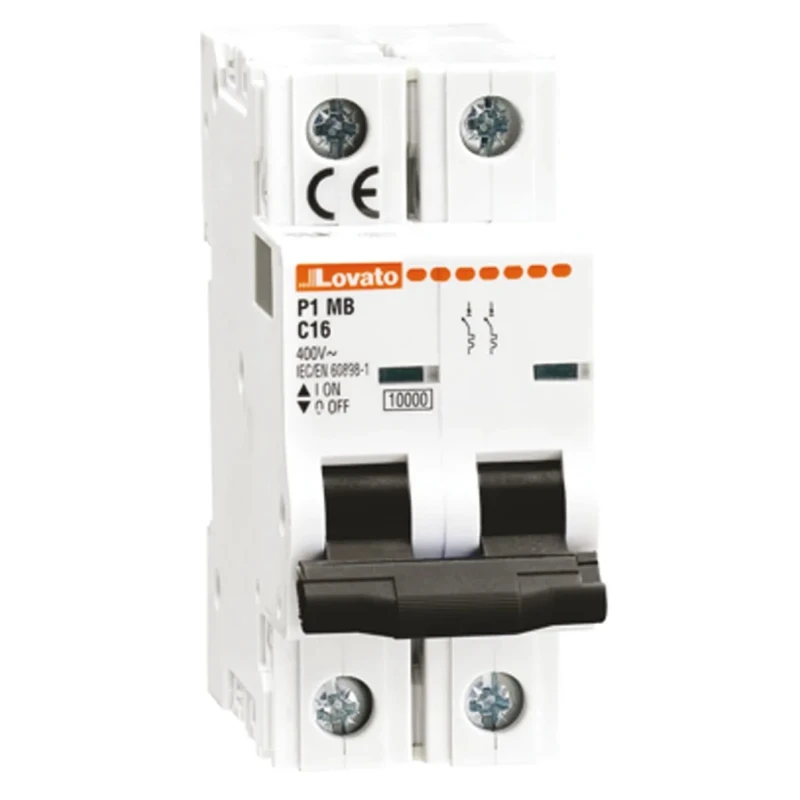 Lovato Electric Modulo Miniature Circuit Breaker 2-Pole 63A Type D 400V AC 80V DC 10kA Breaking P1MB