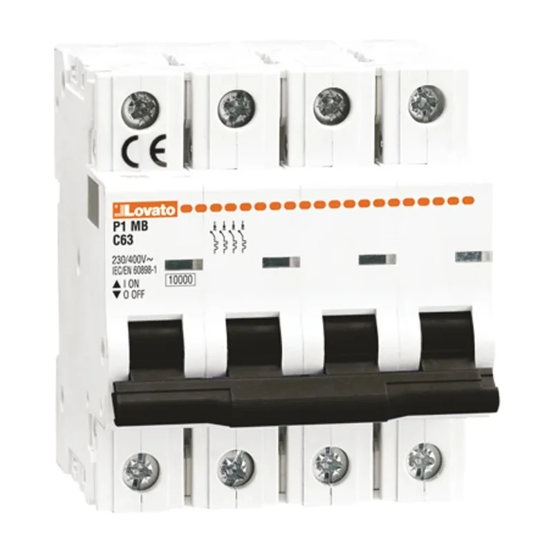 Lovato Electric Modulo Miniature Circuit Breaker, 4-Pole, 40A, Type D, 400V AC, 10 kA Breaking Capacity P1MB4PD40
