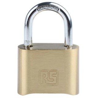 RS PRO Combination Padlock Brass Combination Padlock, 7mm Shackle Diameter, 53mm Body Width, Model 827-4414