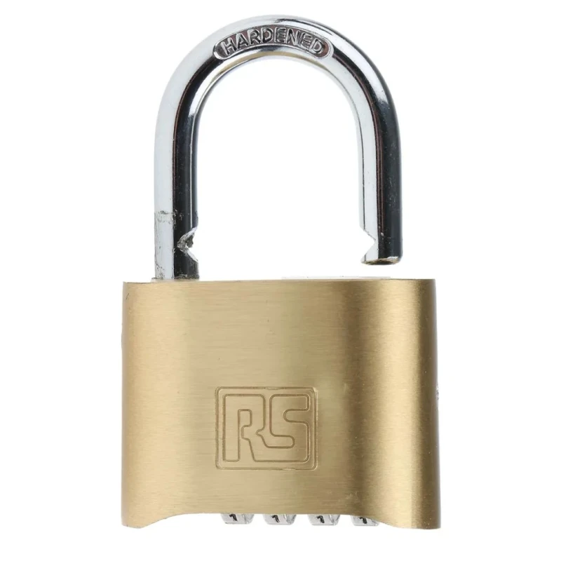 RS PRO Combination Padlock Brass Combination Padlock, 7mm Shackle Diameter, 53mm Body Width, Model 827-4414