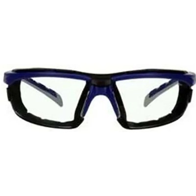 3M Solus Safety Glasses with Anti-Scratch, Anti-Fog Coating, Clear Polycarbonate Lens, Multi-Color Frame S2001SGAF-BGR-F