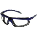 3M Solus Safety Glasses with Anti-Scratch, Anti-Fog Coating, Clear Polycarbonate Lens, Multi-Color Frame S2001SGAF-BGR-F