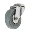 RS PRO Swivel Castor 70 kg Capacity 75 mm Rubber Wheel Plain Bearing 100 mm Height 828-6338
