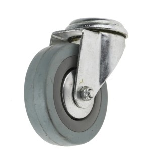 RS PRO Swivel Castor 70 kg Capacity 75 mm Rubber Wheel Plain Bearing 100 mm Height 828-6338