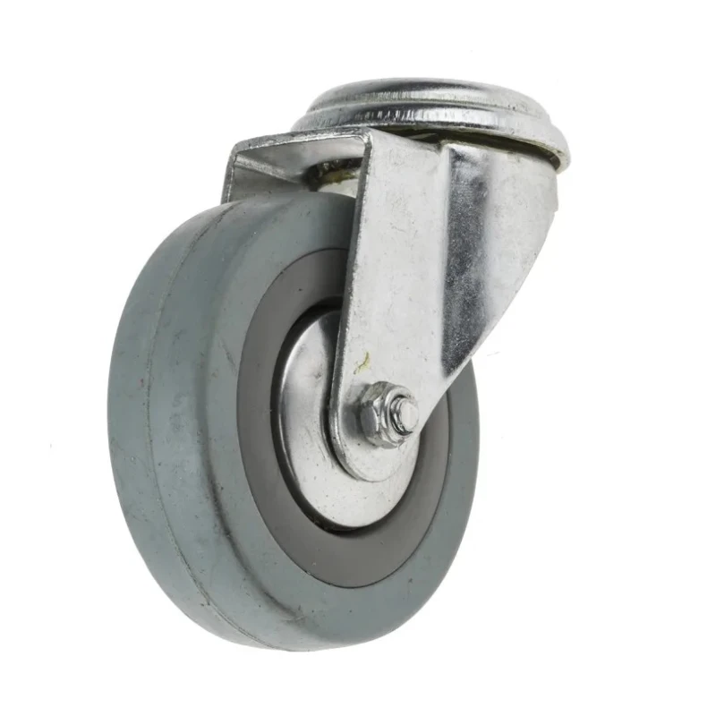 RS PRO Swivel Castor 70 kg Capacity 75 mm Rubber Wheel Plain Bearing 100 mm Height 828-6338