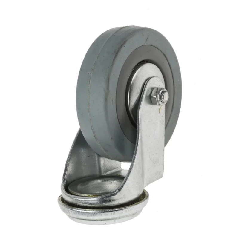 RS PRO Swivel Castor 70 kg Capacity 75 mm Rubber Wheel Plain Bearing 100 mm Height 828-6338