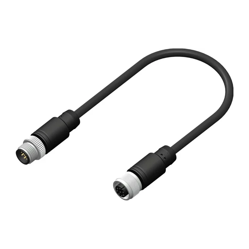 RS PRO Female 8 Way Straight to Male 8 Way Straight Sensor Actuator Cable 5 m 30V Black Polyurethane Jacket 206-7659