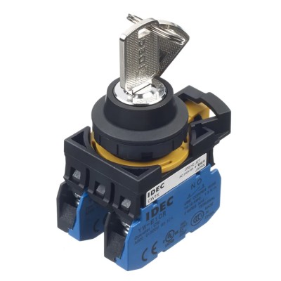 Idec Key Switch, Latching Operation, 2 NO Contact Configuration, 10A Current Rating, 3 Positions, Screw Terminal IP66