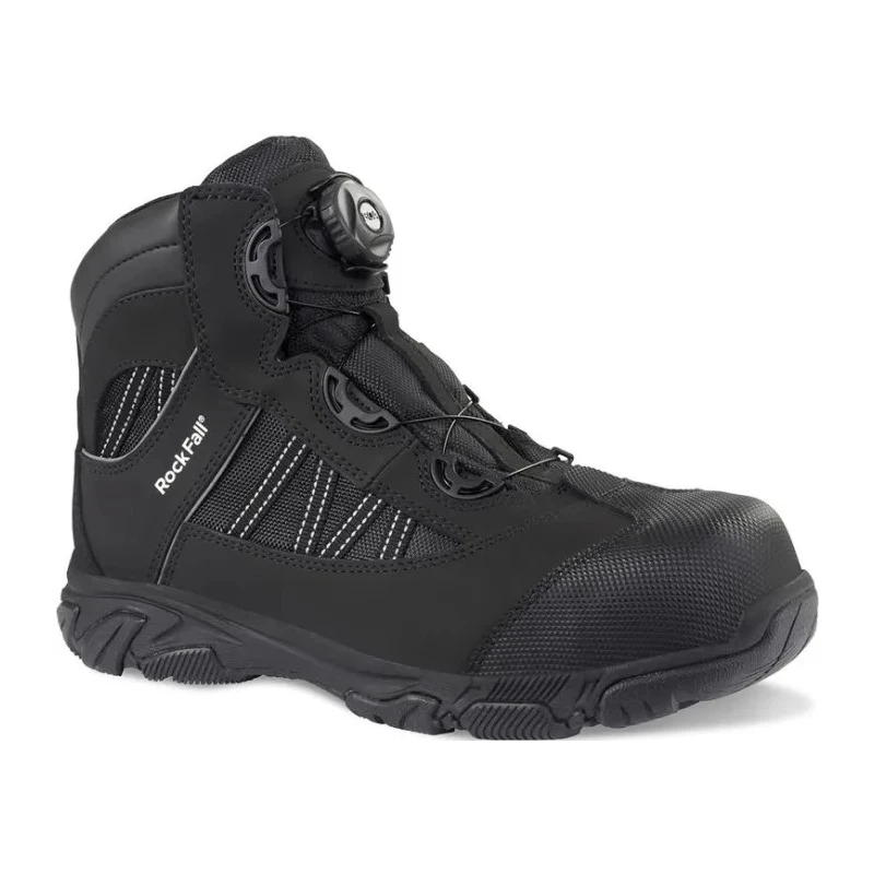 Rockfall OHM Black Non-Metallic Toe Capped Unisex Safety Boots Size UK 9, EU 42 SRC Slip Resistant RF160/009