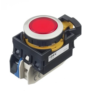 Idec Illuminated Momentary Panel Mount Push Button Switch Red LED 22 mm Cutout IP65 24V CW4L-M1E10Q4R
