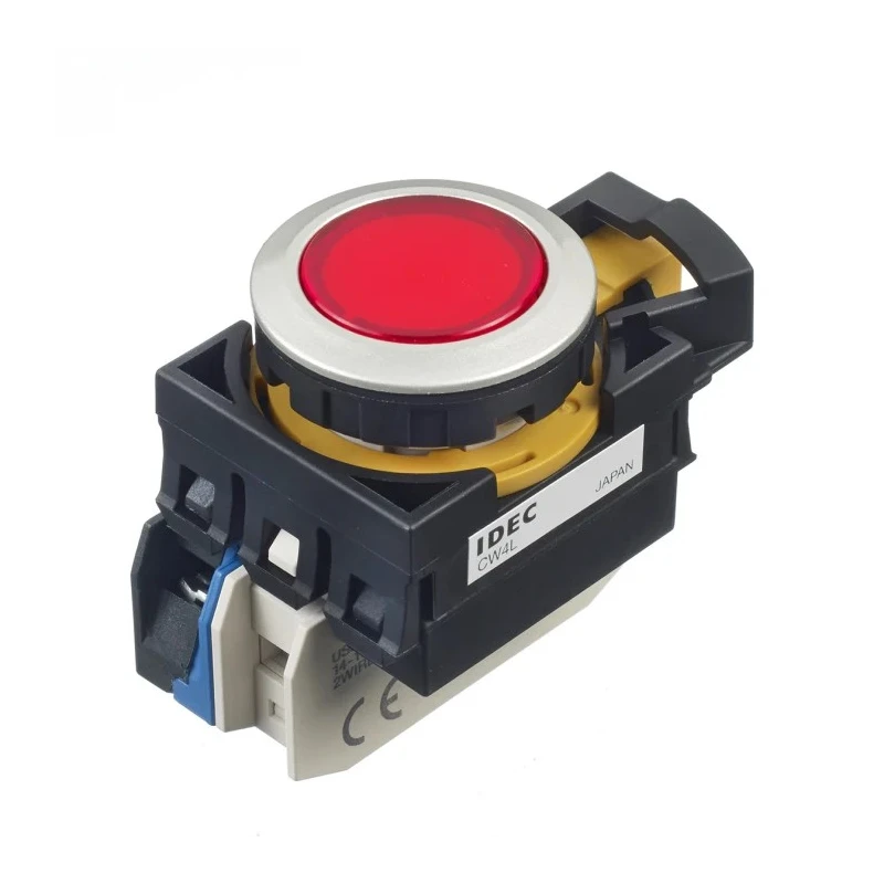 Idec Illuminated Momentary Panel Mount Push Button Switch Red LED 22 mm Cutout IP65 24V CW4L-M1E10Q4R