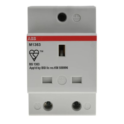 ABB 13A Grey 1 Gang DIN Rail Mount Plug Socket Type G British Indoor IP20 250V 2CSM259343R0721 M1363