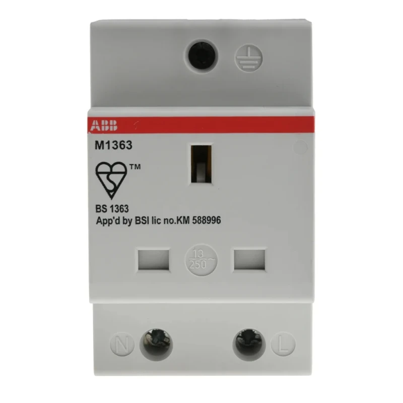 ABB 13A Grey 1 Gang DIN Rail Mount Plug Socket Type G British Indoor IP20 250V 2CSM259343R0721 M1363