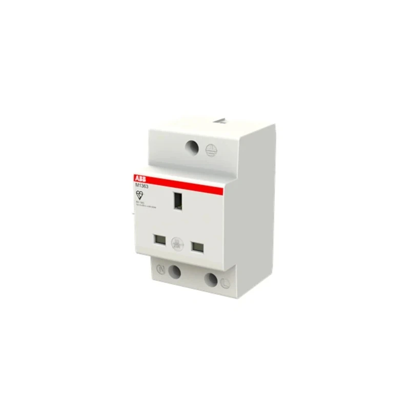 ABB 13A Grey 1 Gang DIN Rail Mount Plug Socket Type G British Indoor IP20 250V 2CSM259343R0721 M1363