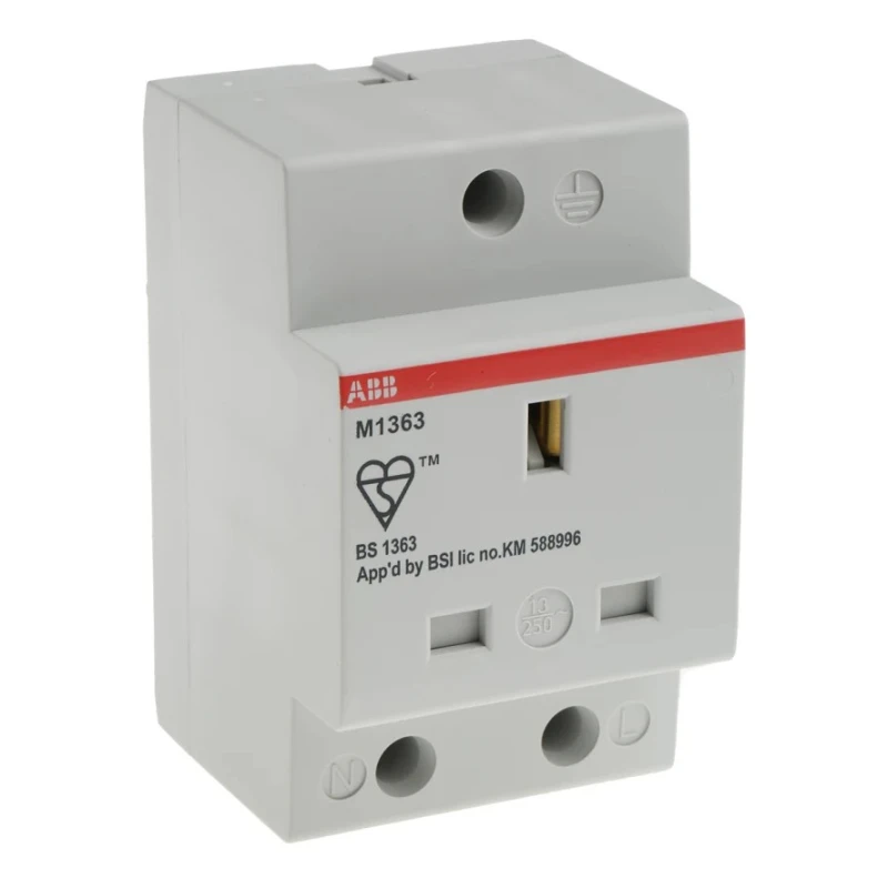ABB 13A Grey 1 Gang DIN Rail Mount Plug Socket Type G British Indoor IP20 250V 2CSM259343R0721 M1363