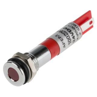 RS PRO Red Panel Mount Indicator 24V DC 20mA Solder Lug Termination IP67 Flush Bezel 838-5582
