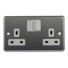 MK Electric 13A Brushed Chrome Satin Gold White Grey Black 2 Gang Plug Socket Albany Plus Type G K2948BRC