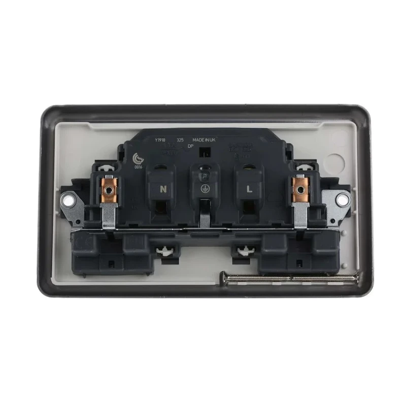 MK Electric 13A Brushed Chrome Satin Gold White Grey Black 2 Gang Plug Socket Albany Plus Type G K2948BRC