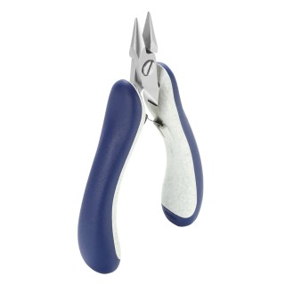 ideal-tek 1-Piece Long Nose Plier Serrated, Stainless Steel, Chrome Finish, Comfort Grip, ESD Safe, 135mm Overall E6022.CRBG