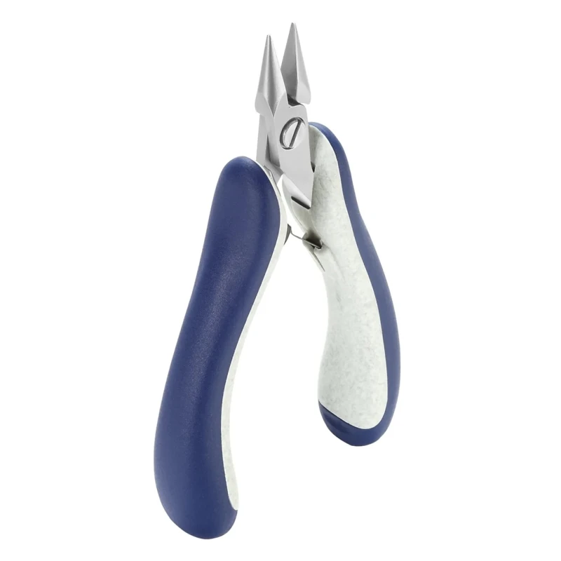 ideal-tek 1-Piece Long Nose Plier Serrated, Stainless Steel, Chrome Finish, Comfort Grip, ESD Safe, 135mm Overall E6022.CRBG