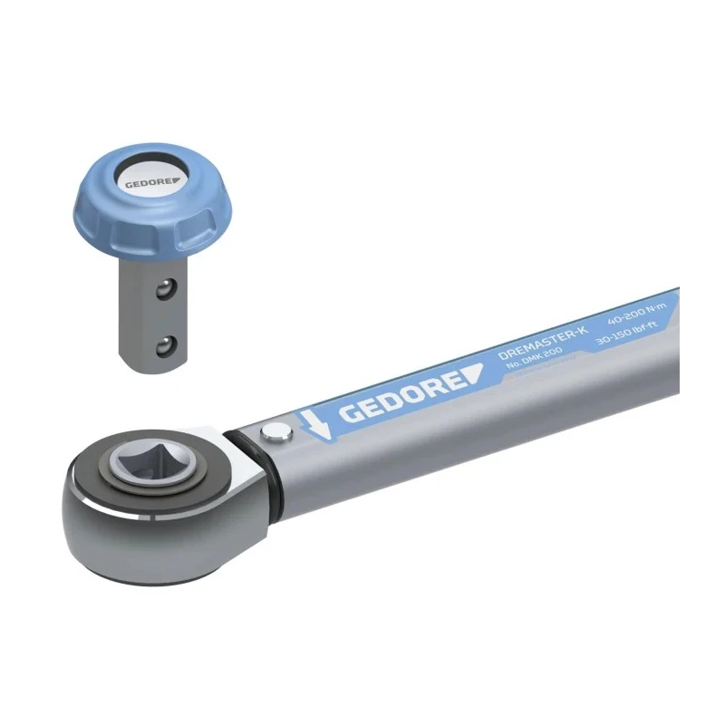 Gedore Click Torque Wrench 40 To 200 Nm, 1/2 in Square Drive, Satin Chrome, 514.5mm Length 2641240
