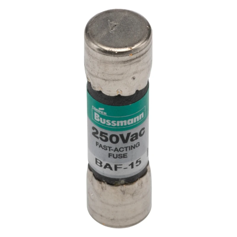 Eaton Fibreglass Cartridge Fuse 15A Current Rating Fast Acting 10 x 38 mm 250V AC BAF-15
