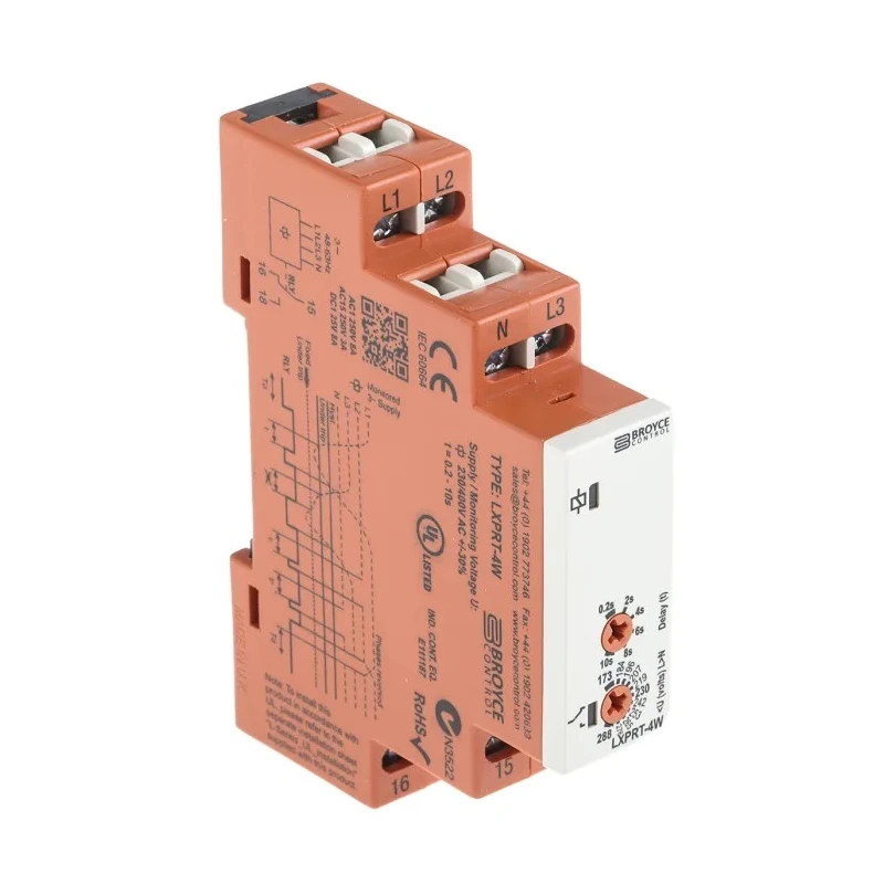 Broyce Control 3 Phase Monitoring Relay, 173/288 V AC Monitor Range, SPDT Contact, DIN Rail Mount, 230V LXPRT-4W 230V (400V)
